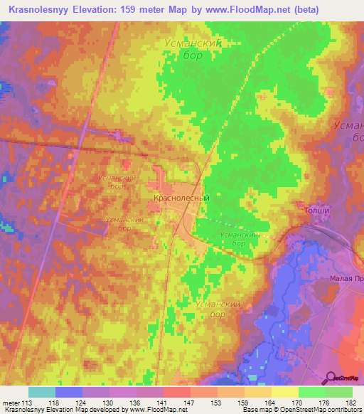 Krasnolesnyy,Russia Elevation Map