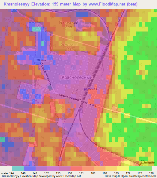 Krasnolesnyy,Russia Elevation Map