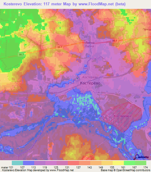 Kosterevo,Russia Elevation Map