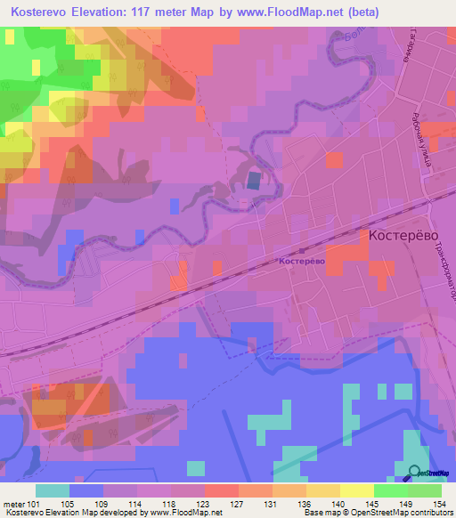Kosterevo,Russia Elevation Map