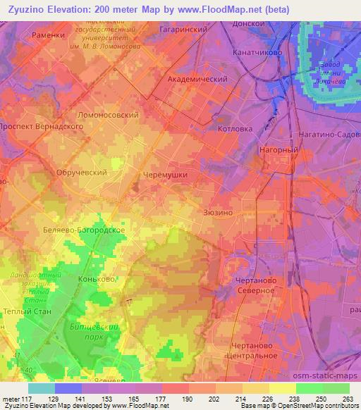 Zyuzino,Russia Elevation Map