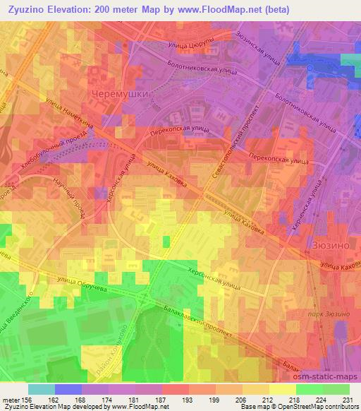 Zyuzino,Russia Elevation Map