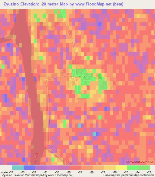 Zyuzino,Russia Elevation Map