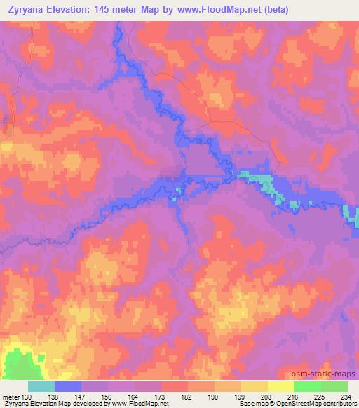 Zyryana,Russia Elevation Map