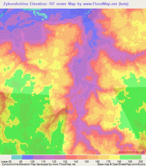 Zykovshchina,Russia Elevation Map