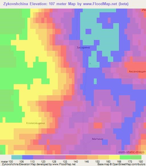 Zykovshchina,Russia Elevation Map