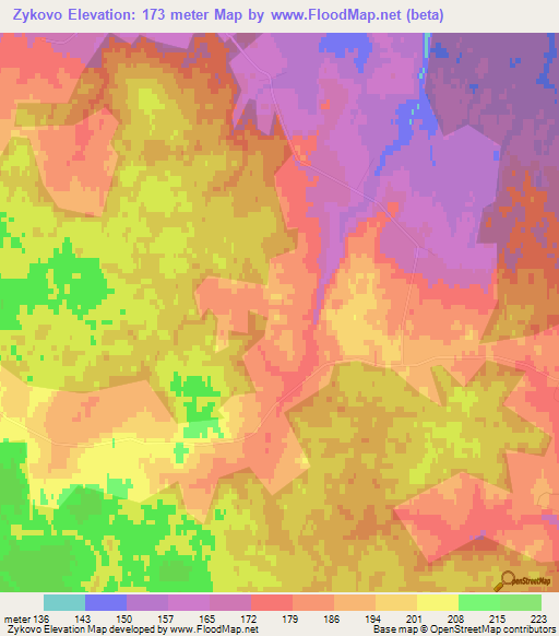 Zykovo,Russia Elevation Map