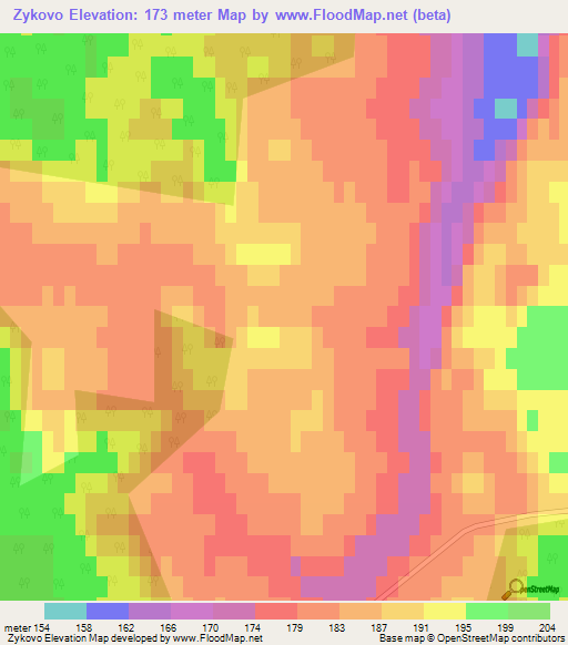 Zykovo,Russia Elevation Map