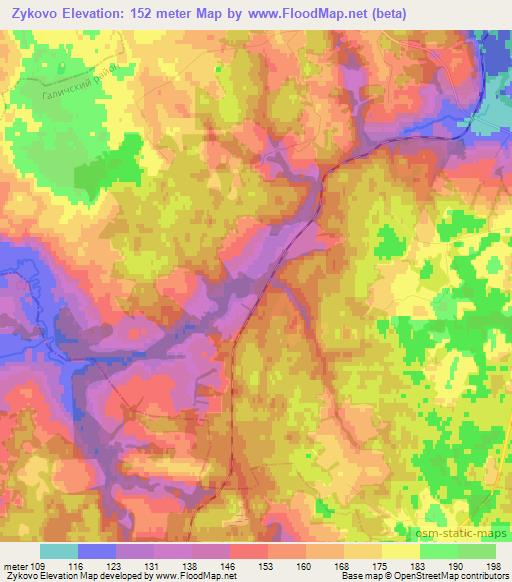 Zykovo,Russia Elevation Map