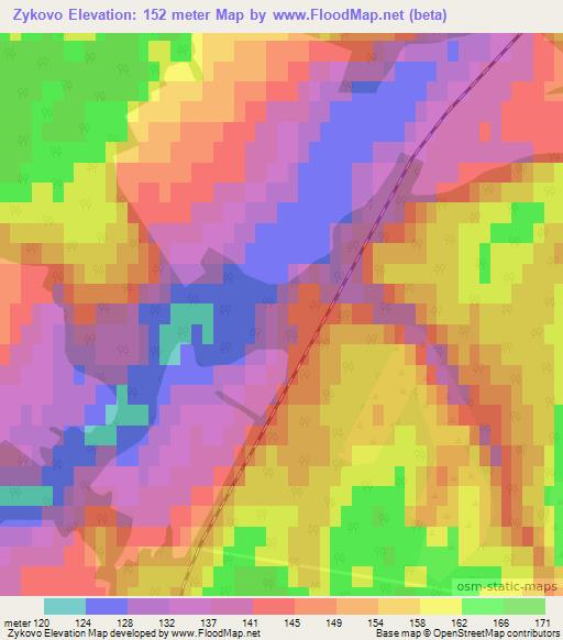 Zykovo,Russia Elevation Map