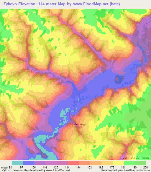 Zykovo,Russia Elevation Map