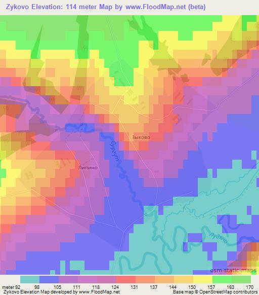 Zykovo,Russia Elevation Map