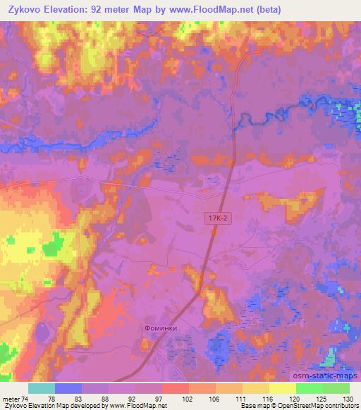 Zykovo,Russia Elevation Map