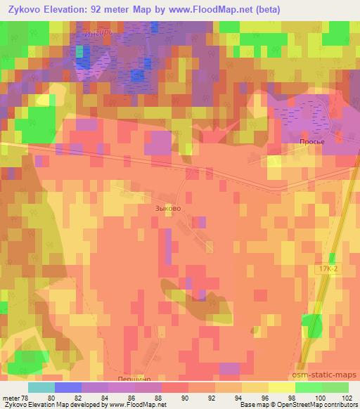 Zykovo,Russia Elevation Map