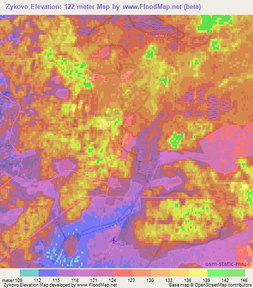 Zykovo,Russia Elevation Map