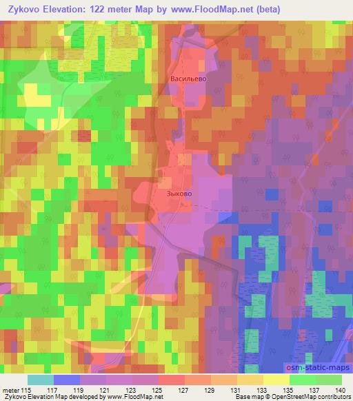 Zykovo,Russia Elevation Map