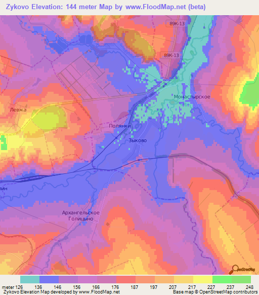 Zykovo,Russia Elevation Map