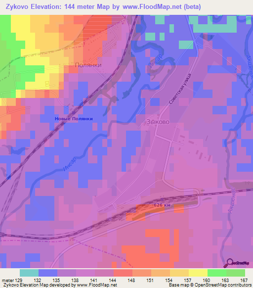 Zykovo,Russia Elevation Map