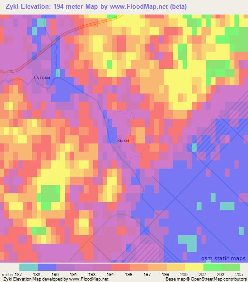 Zyki,Russia Elevation Map