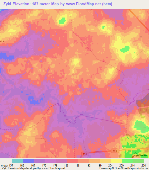 Zyki,Russia Elevation Map