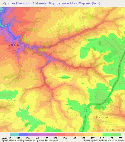 Zybinka,Russia Elevation Map