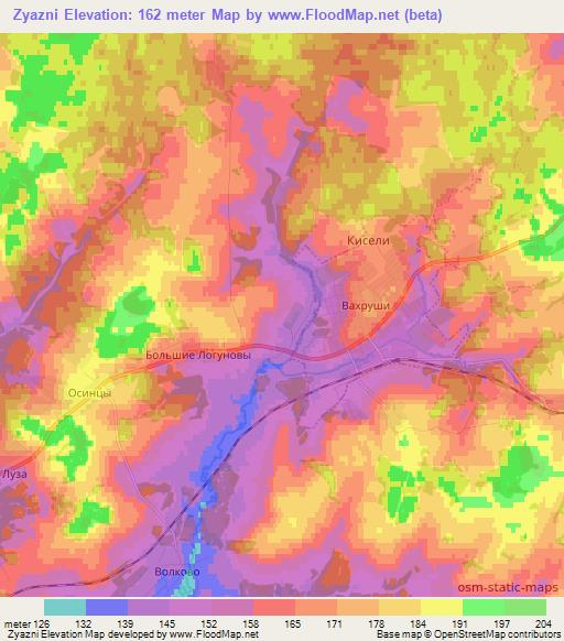 Zyazni,Russia Elevation Map