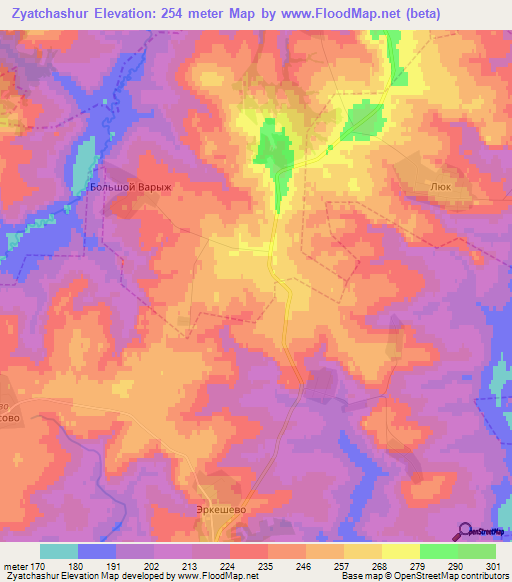 Zyatchashur,Russia Elevation Map