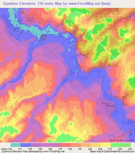 Zyankino,Russia Elevation Map