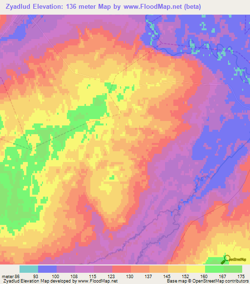 Zyadlud,Russia Elevation Map