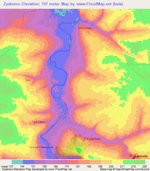 Zyabrevo,Russia Elevation Map