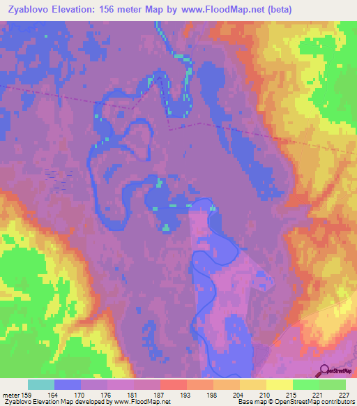 Zyablovo,Russia Elevation Map