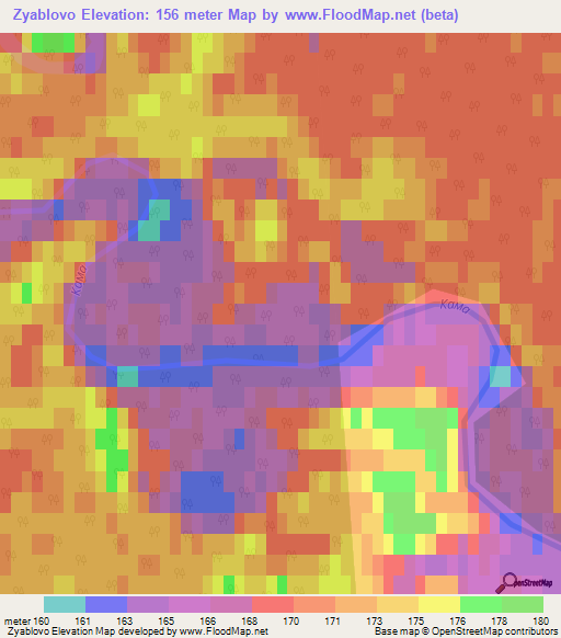 Zyablovo,Russia Elevation Map