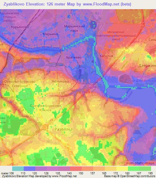 Zyablikovo,Russia Elevation Map