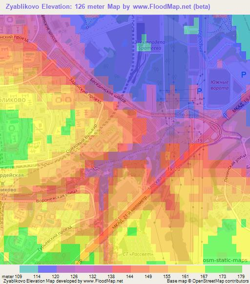 Zyablikovo,Russia Elevation Map
