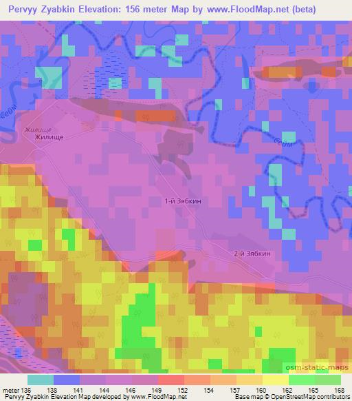 Pervyy Zyabkin,Russia Elevation Map