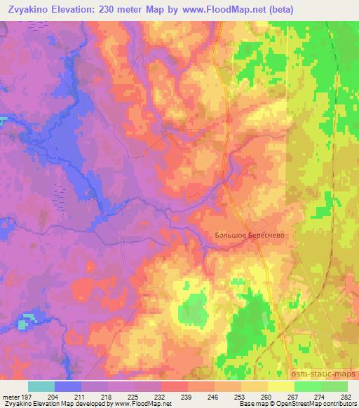 Zvyakino,Russia Elevation Map