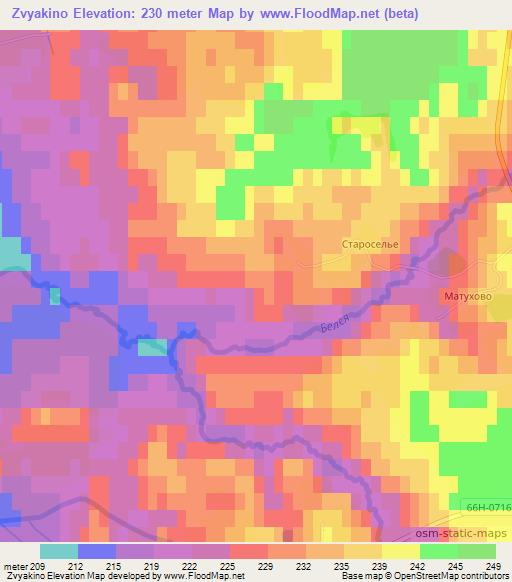 Zvyakino,Russia Elevation Map