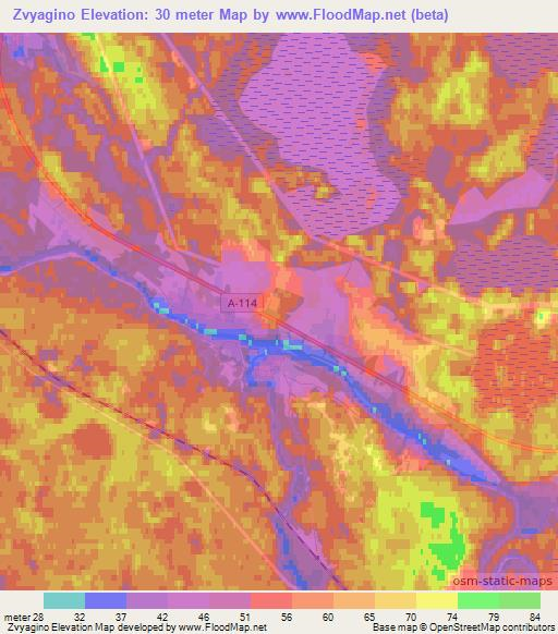 Zvyagino,Russia Elevation Map