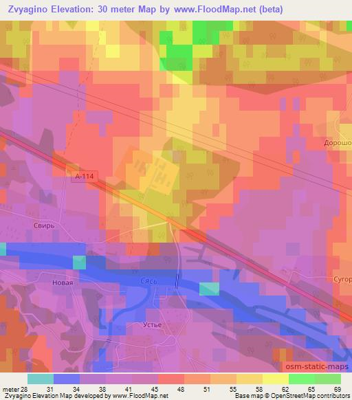 Zvyagino,Russia Elevation Map