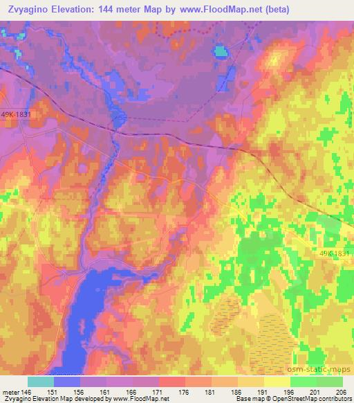 Zvyagino,Russia Elevation Map