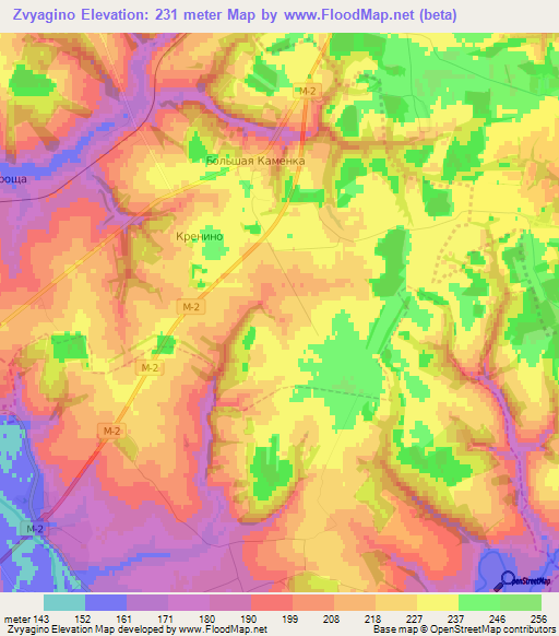 Zvyagino,Russia Elevation Map