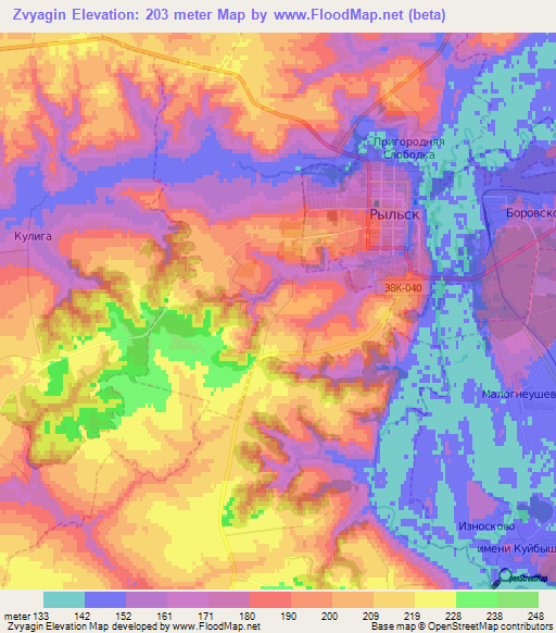 Zvyagin,Russia Elevation Map