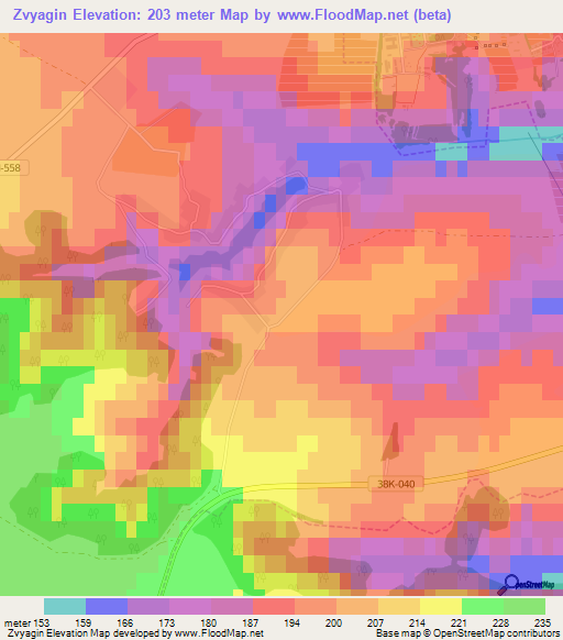 Zvyagin,Russia Elevation Map