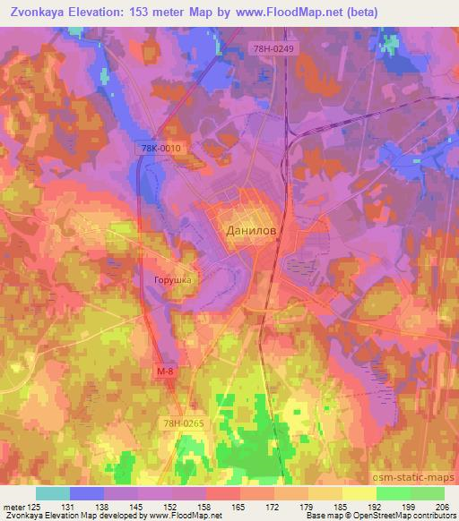 Zvonkaya,Russia Elevation Map