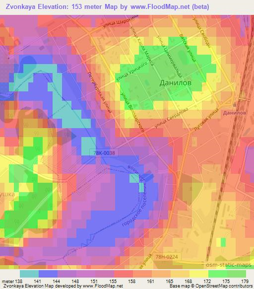 Zvonkaya,Russia Elevation Map