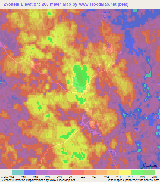 Zvonets,Russia Elevation Map