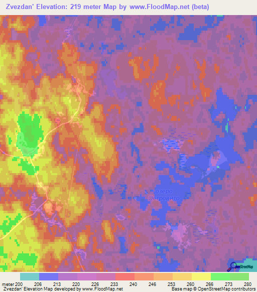 Zvezdan',Russia Elevation Map