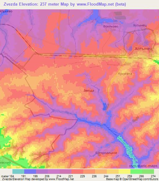 Zvezda,Russia Elevation Map