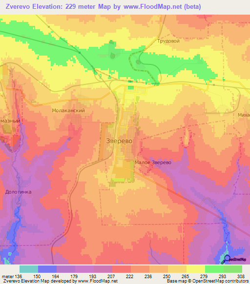 Zverevo,Russia Elevation Map