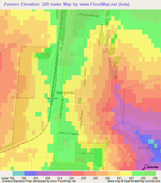 Zverevo,Russia Elevation Map